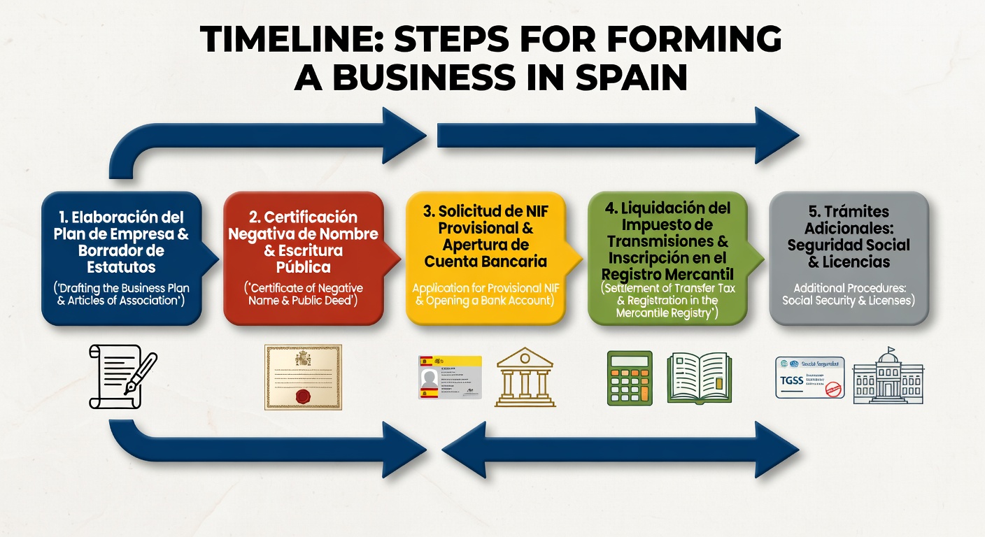 Timeline de constitución empresarial en España